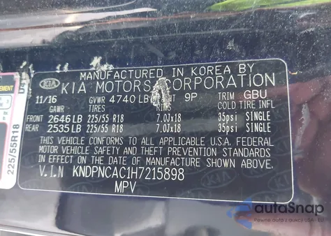 2017 Kia Sportage Ex from USA, damaged, VIN KNDPNCAC1H7215898